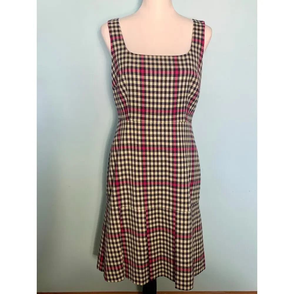 NWT J.Crew Scoopneck Fit Flare Dress in Herringbone Twill Size 4